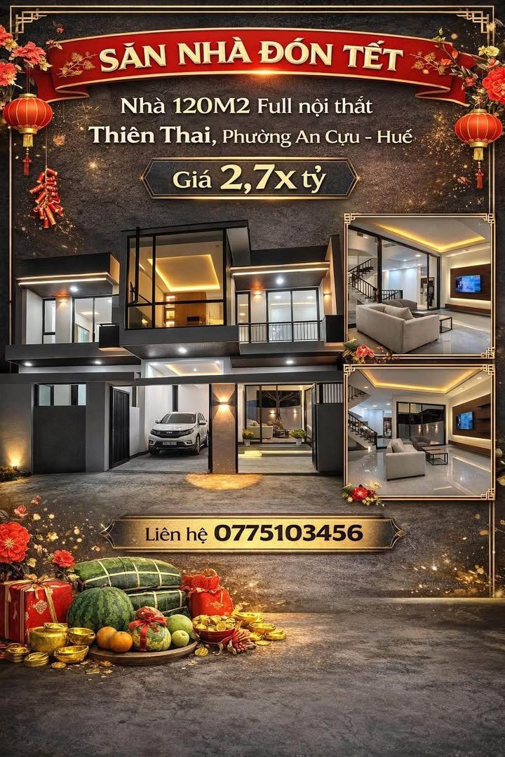 Nhà 120m² Full Nội Thất Thiên Thai, An Cựu, Huế - Giá 2.7 Tỷ