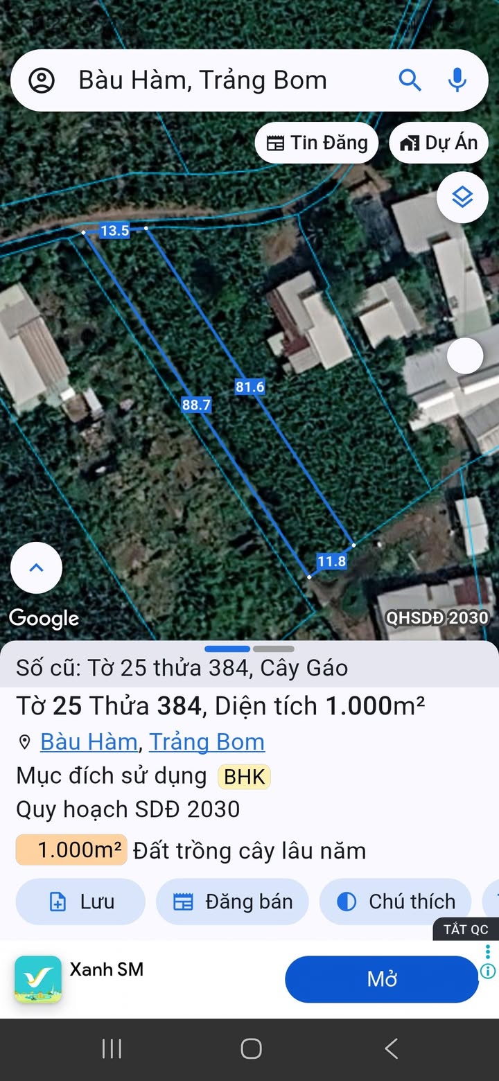 Đất Vườn 1000m² Xã Cây Gáo, Trảng Bom - Giá Ngộp 9xx Triệu