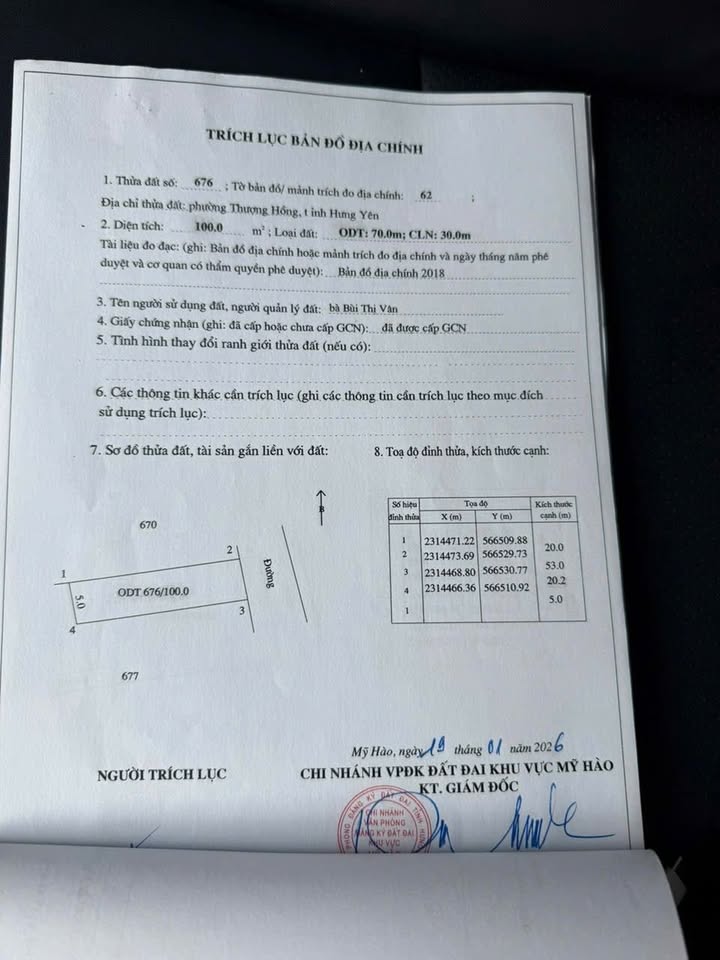 Đất nền 100m² Phường Minh Đức, Mỹ Hào, Hưng Yên - Sổ hồng sẵn, giá 1 tỷ