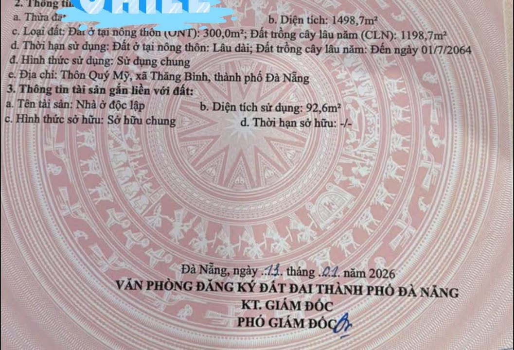 Đất vườn Bình Quý, Thăng Bình 1500m² - Sổ hồng chính chủ!