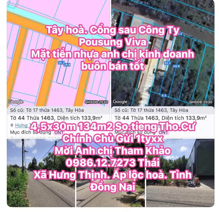 Bán đất mặt tiền Hưng Thịnh Trảng Bom 134m² - Thích hợp kinh doanh
