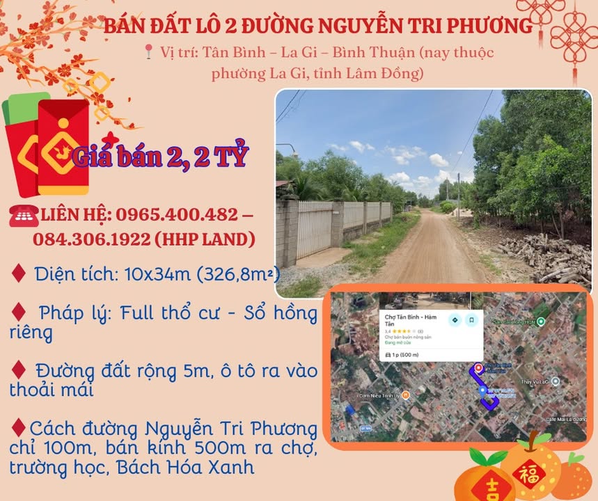 Bán Đất Nền La Gi 327m² Sổ Hồng Riêng - Giá 2.2 Tỷ