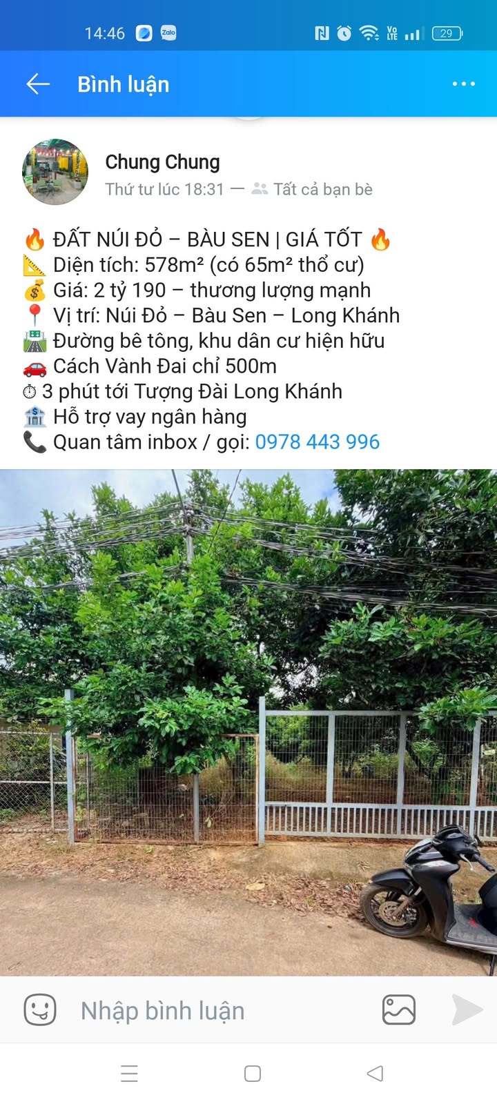 Đất Nền Sổ Đỏ 578m² Phường Bàu Sen, Long Khánh - Giá 2.19 Tỷ