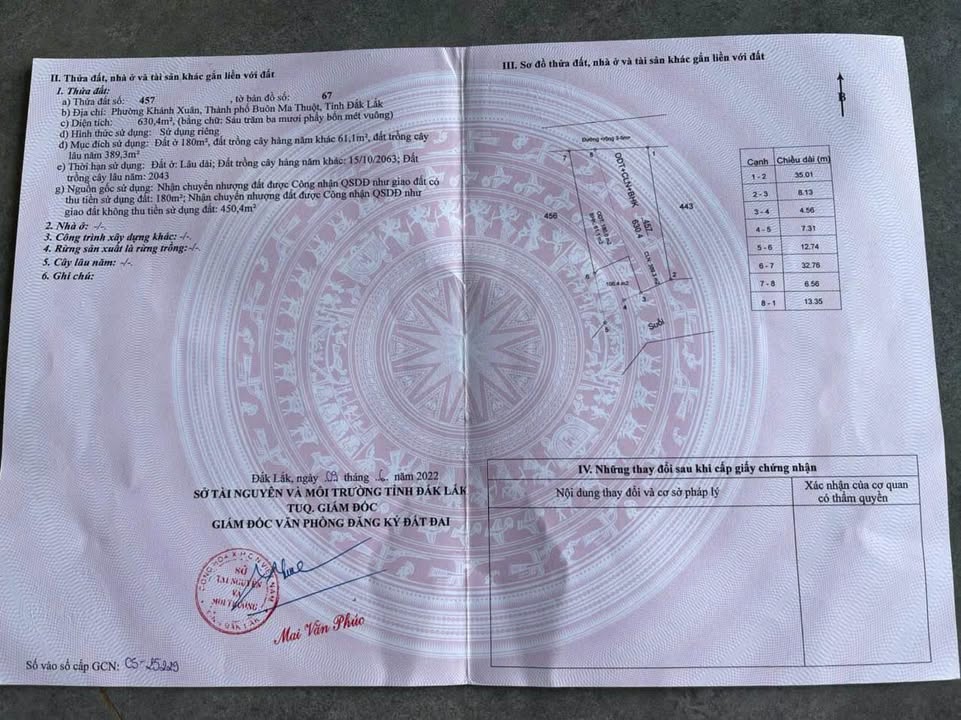 Đất nền Phường Khánh Xuân 800m² - 3.05 tỷ - Sổ đỏ chính chủ, tiềm năng cực lớn!