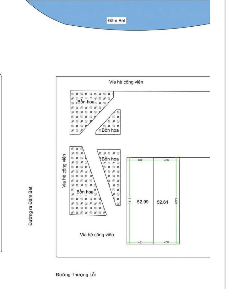 Bán Đất Mặt Đường Thượng Lỗi Nam Định 52m² - Sát Công Viên Hồ Đầm Bét