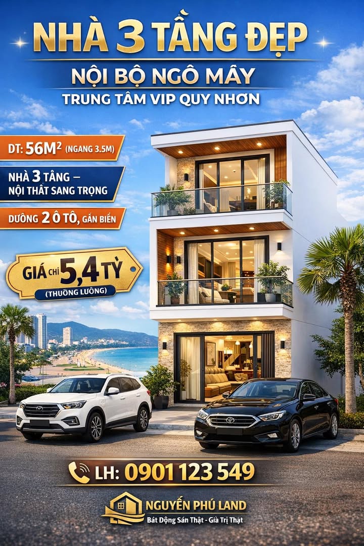 Nhà 3 Tầng Ngô Mây, Quy Nhơn 56m² - Sẵn Sàng Dọn Vào Ở Ngay