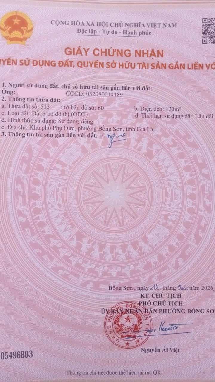 Đất nền Bồng Sơn Hoài Nhơn 120m² - Sổ đỏ chính chủ, vị trí vàng!