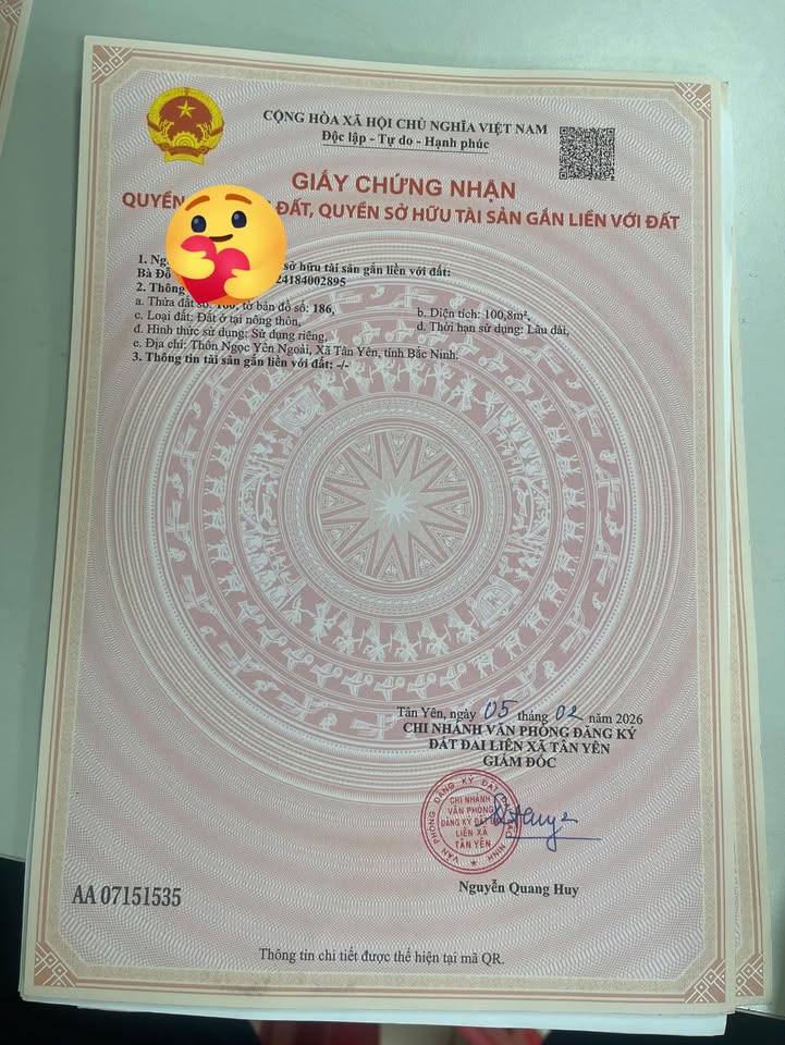 Đất nền Cao Xá, Từ Sơn 100m² - Giá đầu tư tốt, sổ đỏ chính chủ!