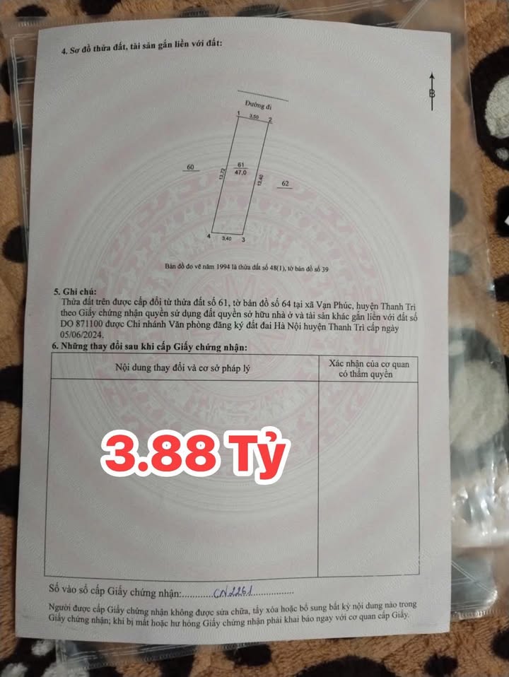 Bán Đất Thổ Cư Vạn Phúc Thanh Trì 48m² - Ô Tô Đỗ Cửa, Giá Tốt!
