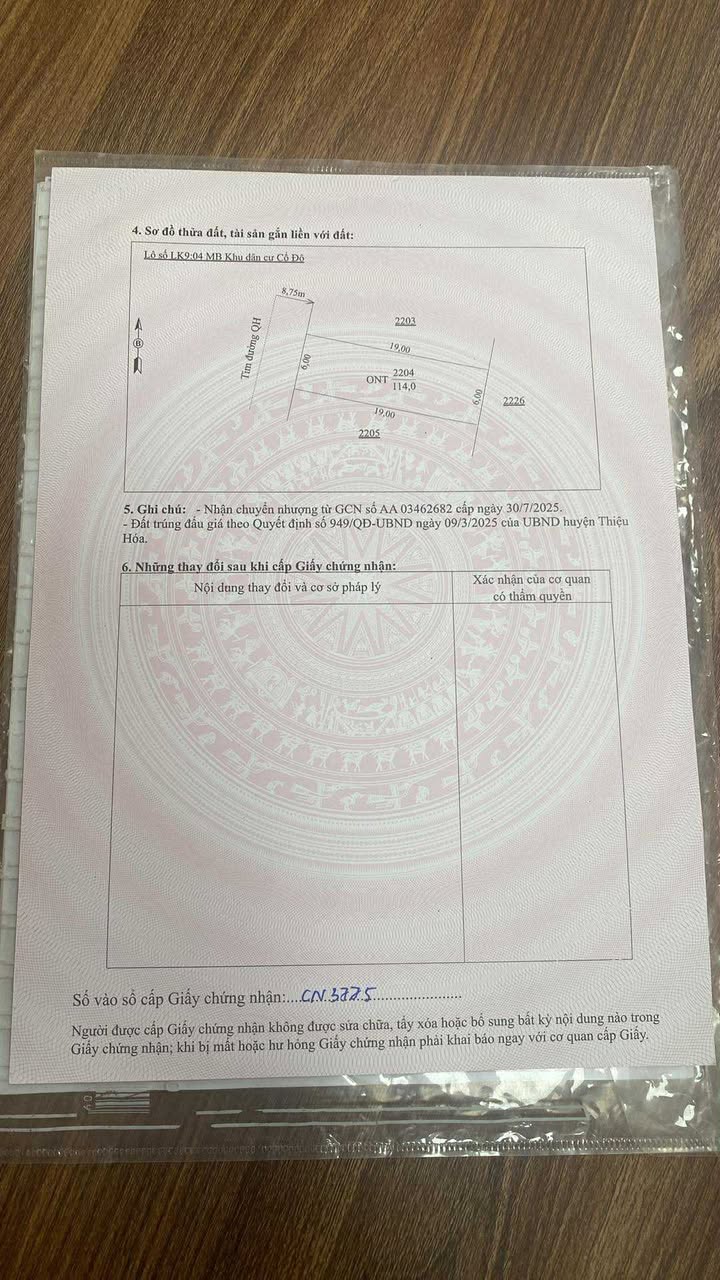 Đất nền MB Cố Đô Thiệu Hóa 114m² giá 1.5 tỷ - Sổ đỏ chính chủ