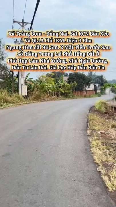 Bán Đất 1542m² Trảng Bom, Đồng Nai - Sổ Riêng, Sát KCN Bàu Xéo, Giá Đầu Tư