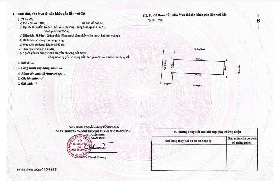 Bán đất Tràng Cát Hải An 60m² giá 1.55 tỷ - Sổ đỏ chính chủ