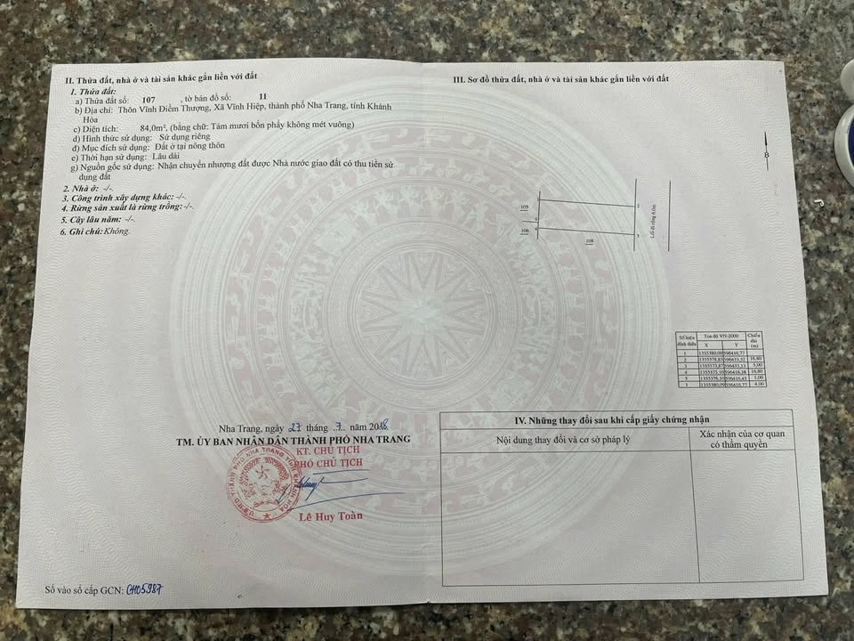 Đất nền Vĩnh Hiệp Nha Trang 84m² giá 2.4 tỷ - Sổ đỏ chính chủ