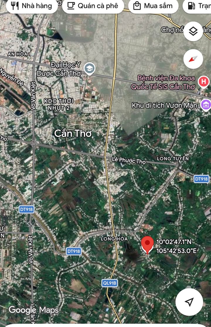 Bán Vườn 1023m² Hướng Đông Bắc Tại Long Tuyền, Cần Thơ - Giá 4.9 Tỷ