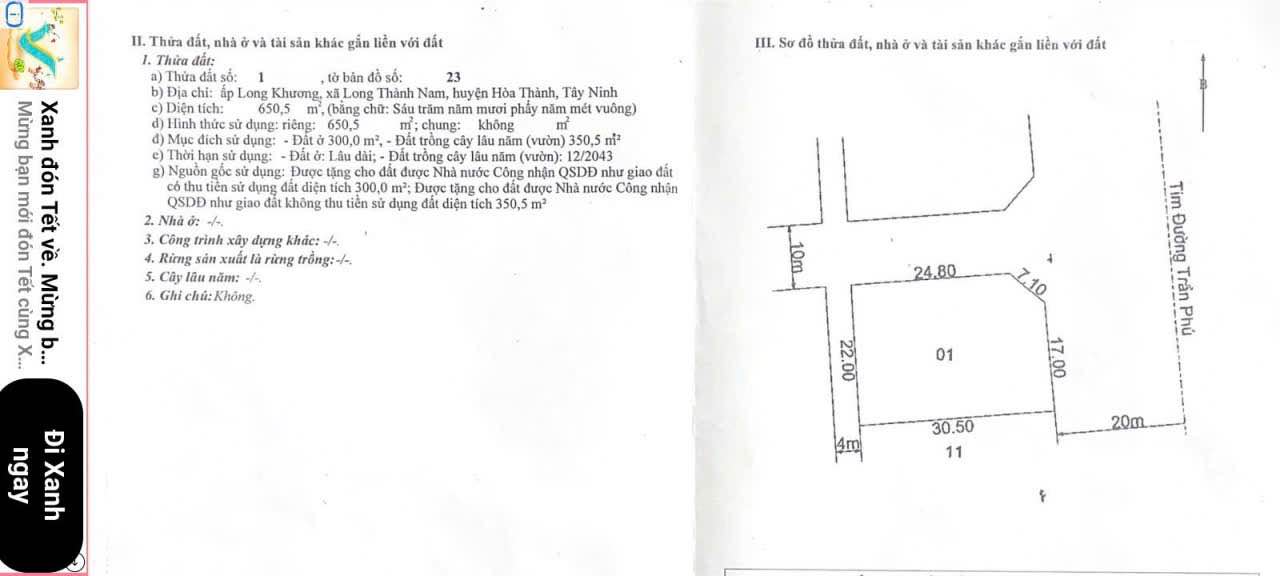 Đất Vàng 2 Mặt Tiền Trần Phú, Tây Ninh - 671m² Thổ Cư, Giá Đầu Tư 33 Tỷ