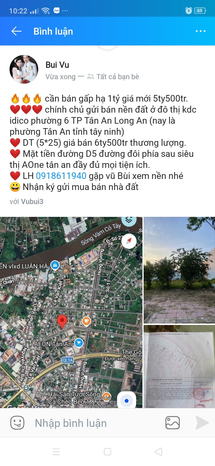 Đất nền KDC IDICO Tân An 125m² - Sổ đỏ chính chủ, hạ giá 1 tỷ!