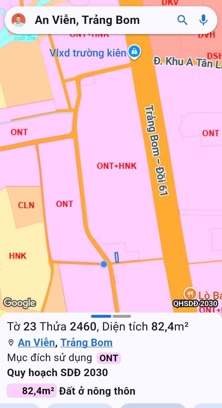 Đất An Viễn Trảng Bom 777m² giá 1.099 tỷ - Pháp lý rõ ràng