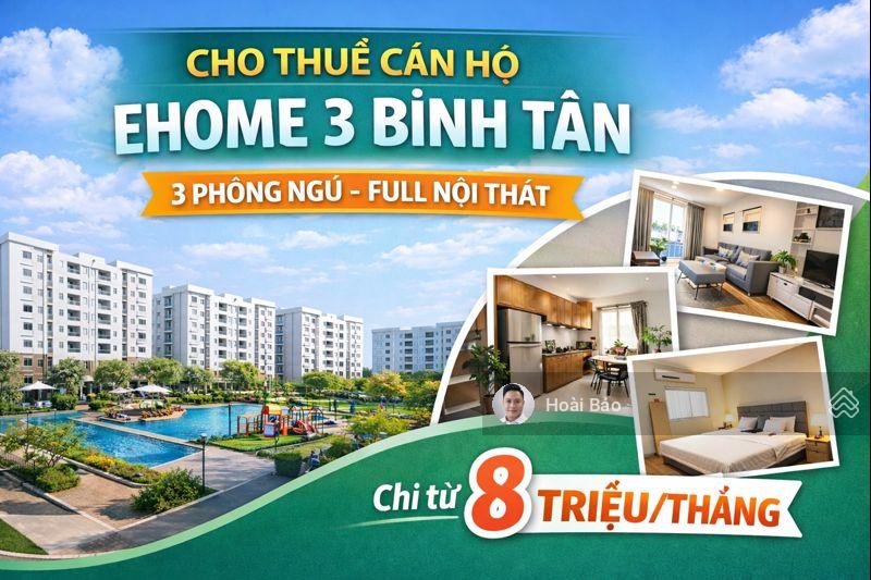 Căn hộ EHome 3 Bình Tân 78m² - 3PN Giá 8 Triệu - Full Nội Thất