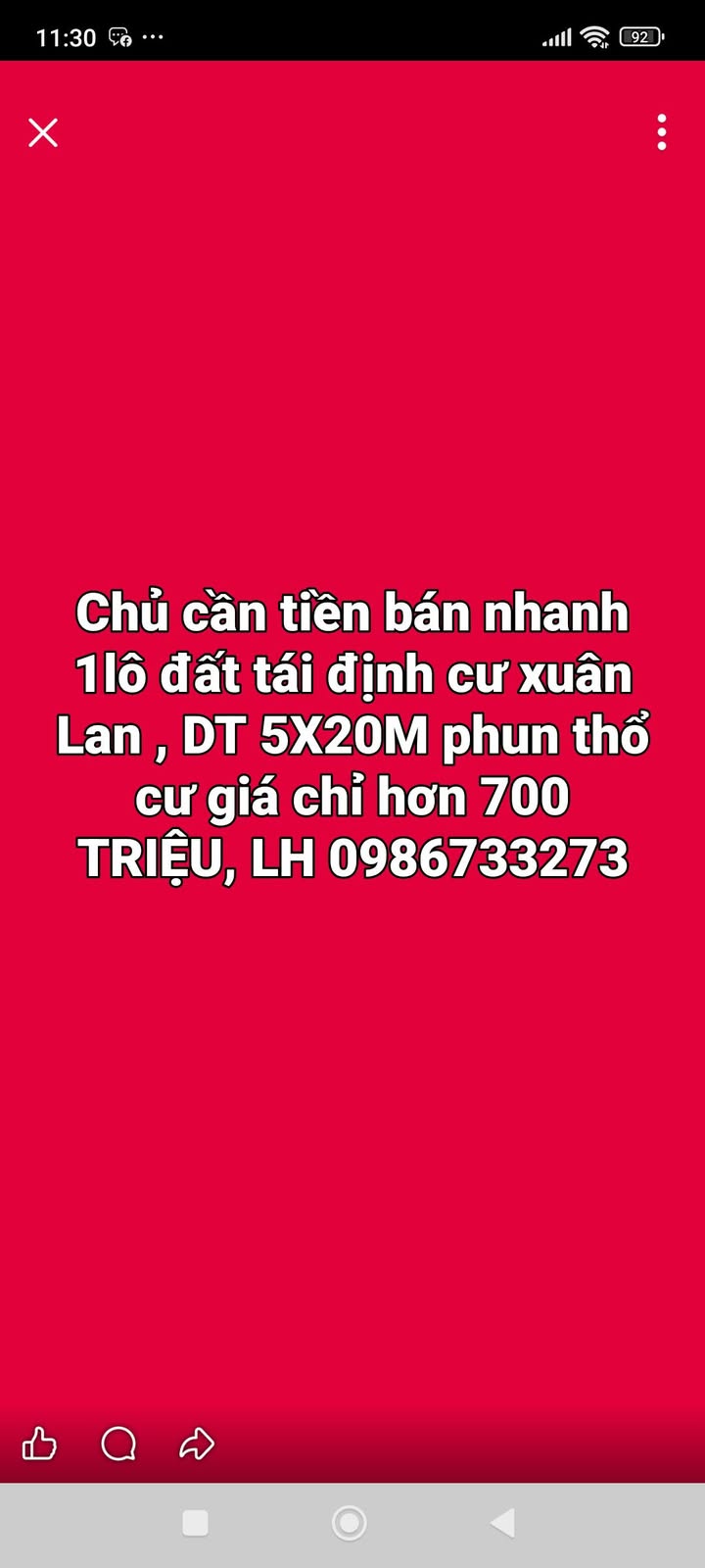 Đất Tái Định Cư Xuân Lan - 100m² Sổ Đỏ Giá Tốt Hơn 700 Triệu