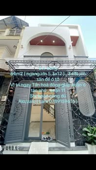 Bán nhà Tân Hòa Đông Bình Tân 64m² giá 6.x tỷ - Ô tô vào tận nhà