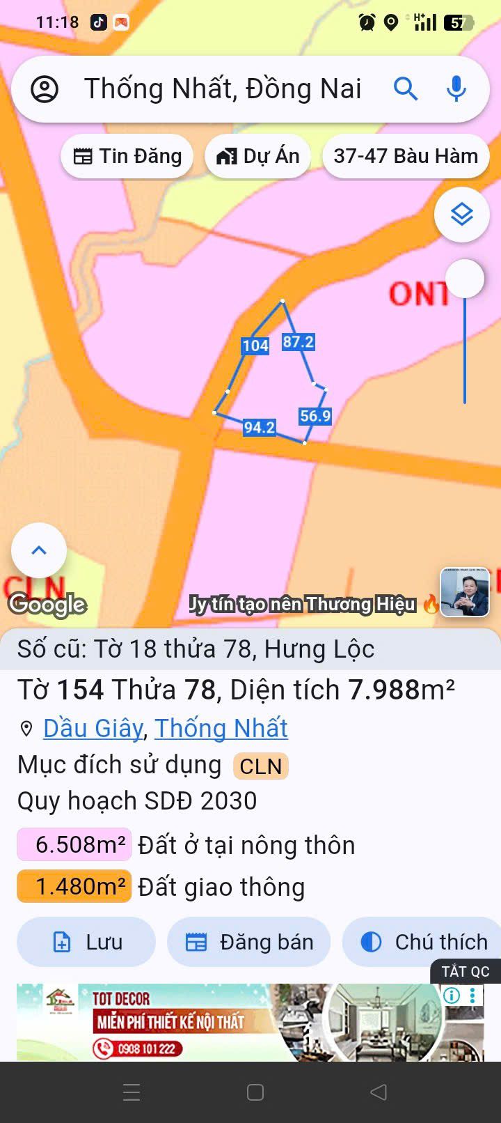 Đất nền Xã Hưng Lộc, Thống Nhất 2880m² - Tiềm năng tăng giá vượt trội!