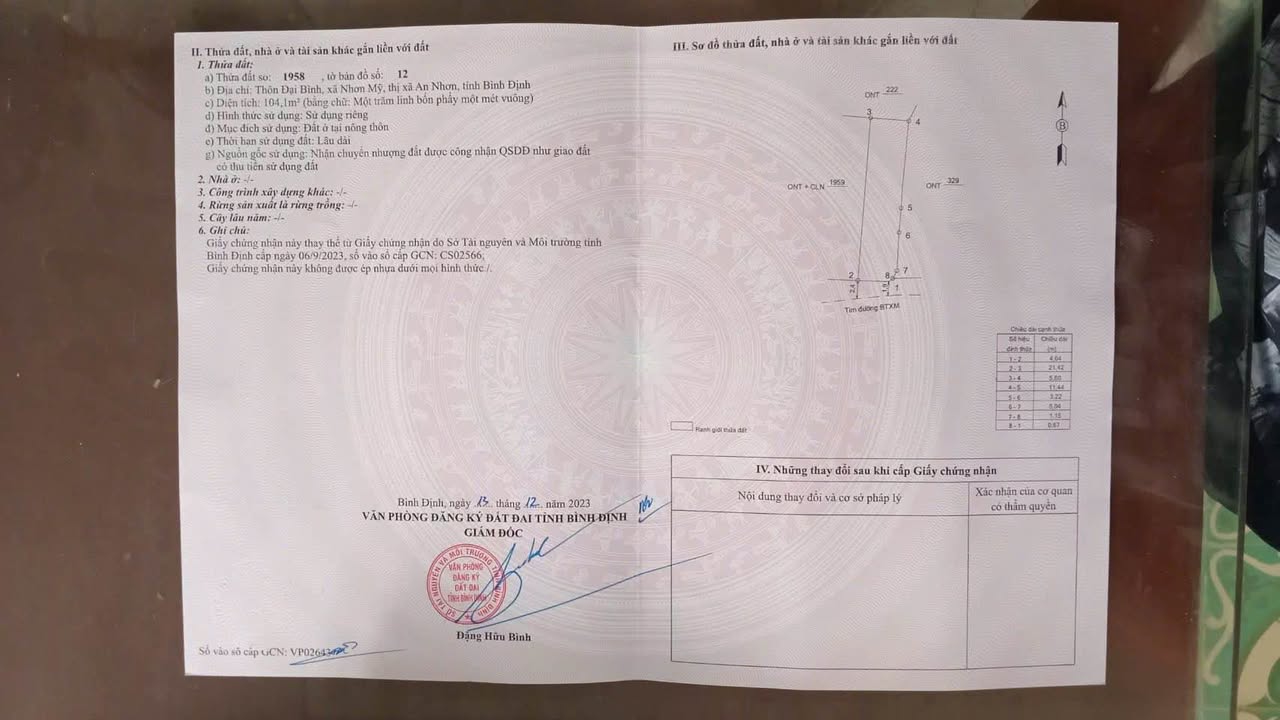 Đất nền Nhơn Mỹ An Nhơn 104m² - Đường to ô tô, sổ đỏ chính chủ!