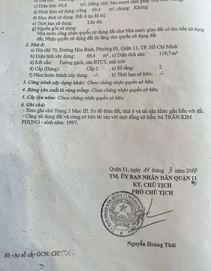 Nhà phố Q.11 Mặt tiền Hòa Bình 70m² – Mặt tiền kinh doanh đắc địa!