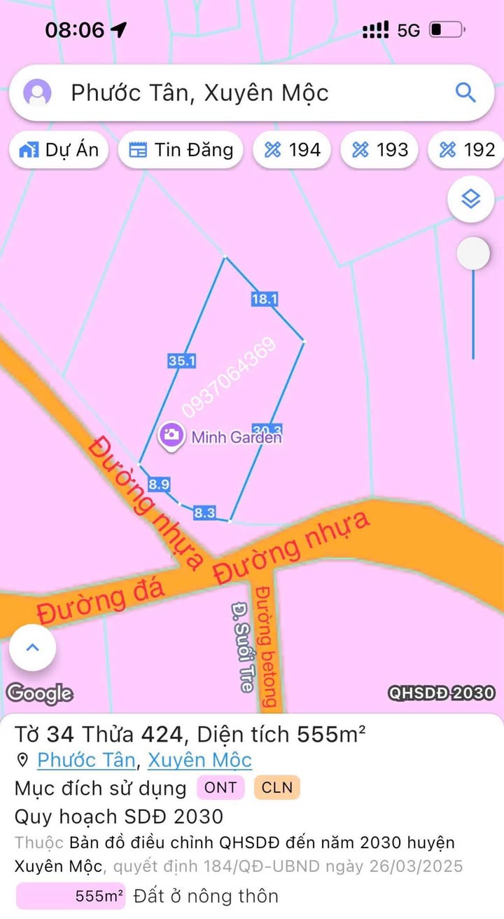 Đất nền Xuyên Mộc 578m² giá 2.47 tỷ - Tiềm năng tăng giá vượt trội