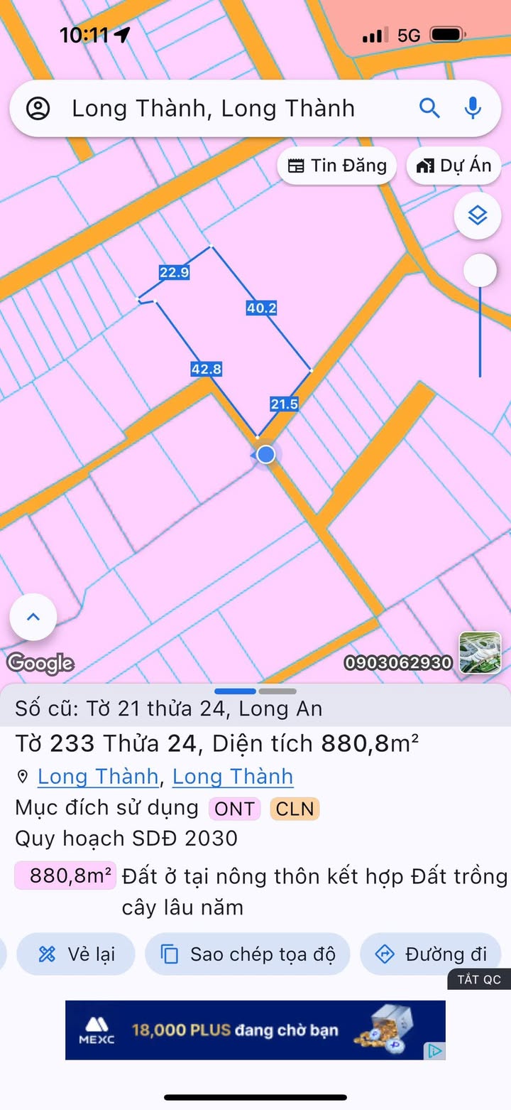 Đất biệt thự Long Phước Long Thành 860m² - Sổ đỏ chính chủ!