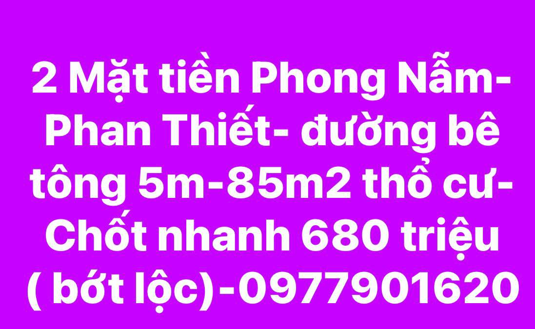Đất nền Phong Nẫm Phan Thiết 85m² giá 680 triệu - Sổ đỏ chính chủ!