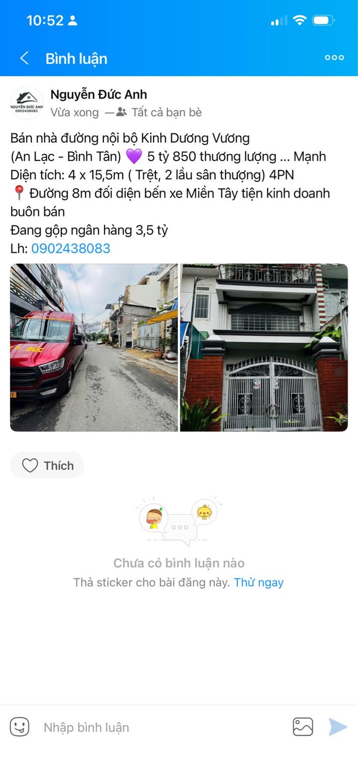 Nhà 4PN Kinh Dương Vương, Bình Tân - 5.85 Tỷ, Đối diện Bến xe Miền Tây