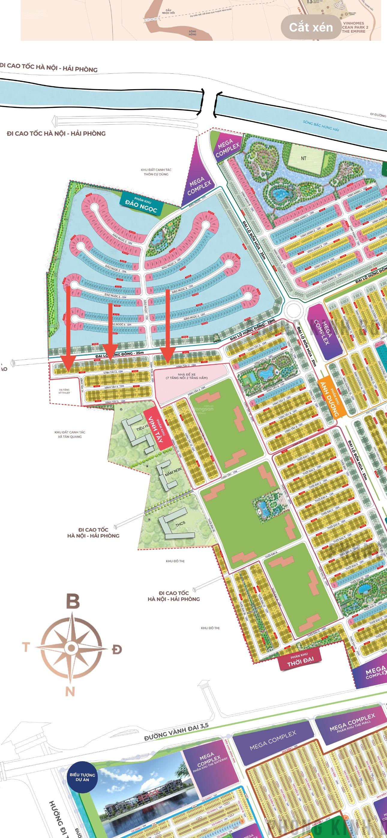 Shophouse Vịnh Tây Vinhomes Ocean Park 3 75m² - Vị trí đắc địa