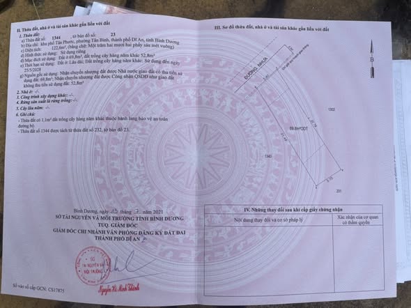 Bán đất Dĩ An 123m² - Sổ hồng riêng, giá 2.6 tỷ - Hẻm Nguyễn Thị Tươi