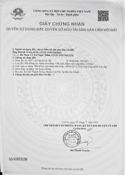 Bán Đất Thổ Cư Củ Chi 795m² - Hai Mặt Tiền Nguyễn Thị Nếp, Giá 8.9 Tỷ