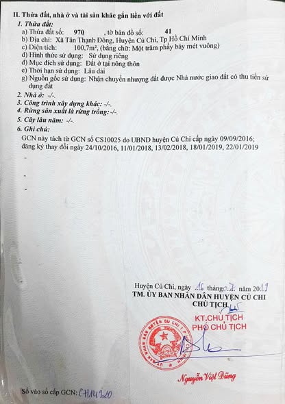 Bán Đất Thổ Cư Củ Chi 100m² - Sổ Hồng Riêng, Giá 1.4 Tỷ