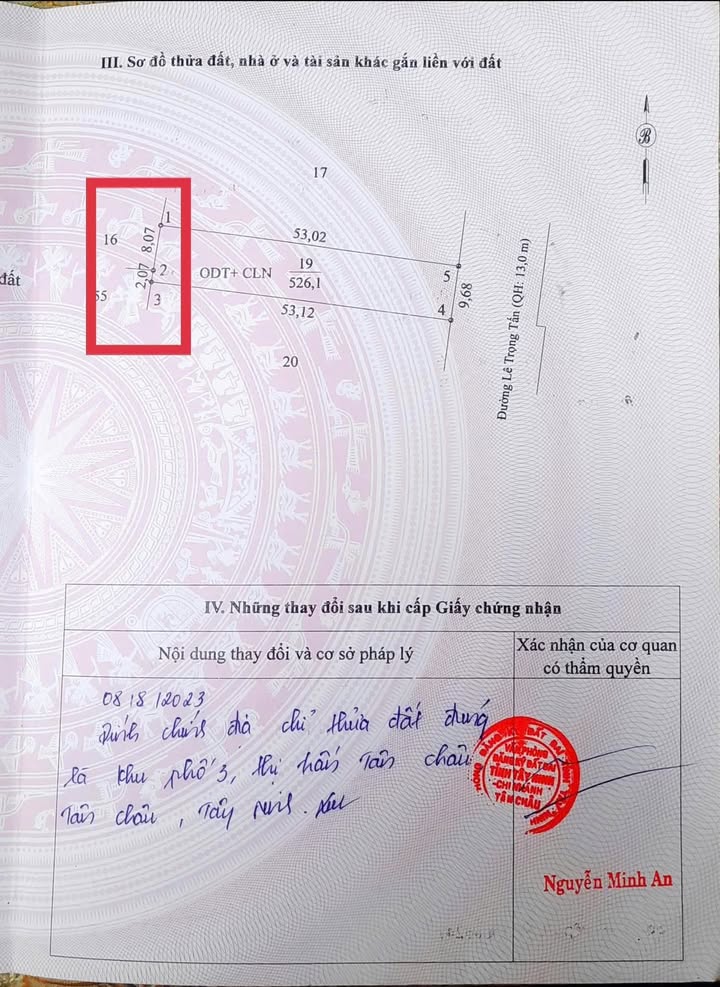 Đất nền Tân Châu - Mặt tiền nhựa Lê Trọng Tấn - 508m² - Giá đầu tư