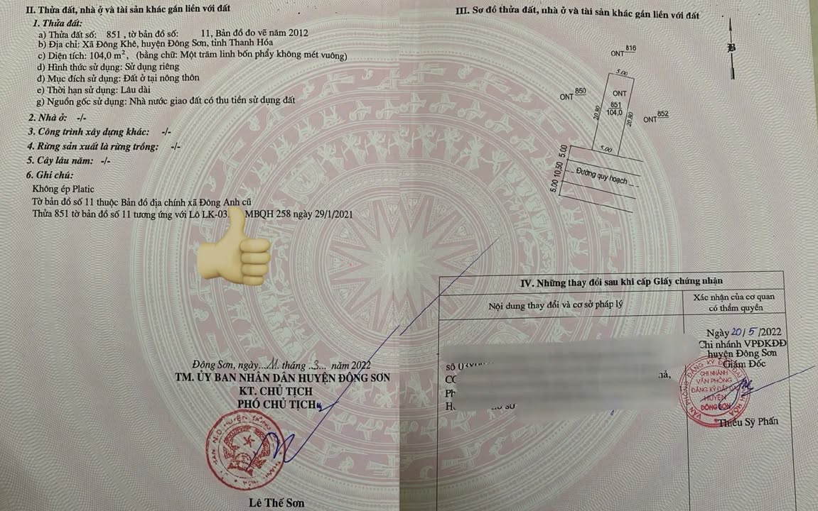 Đất nền MB3220 Đông Sơn 100m² hơn 1 tỷ - Sổ đỏ chính chủ