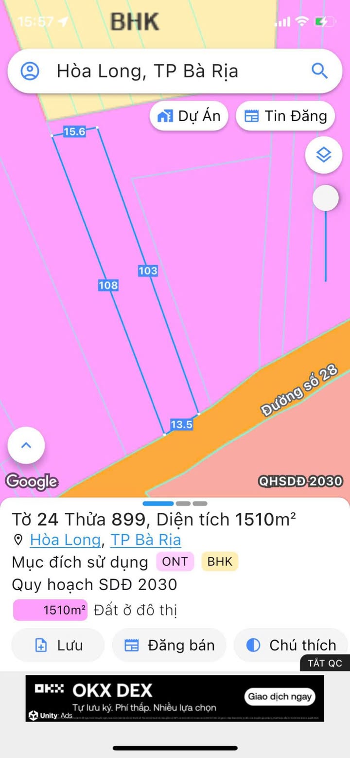 Bán Đất Vườn 1010m² Mặt Tiền Đường 28, BR-VT - Giá 6.6 Tỷ