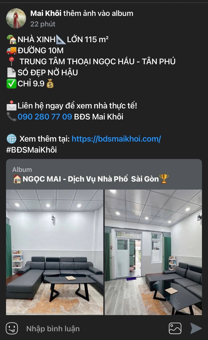 Bán nhà Thoại Ngọc Hầu Tân Phú 115m² giá 9.9 tỷ - Ô tô vào tận nhà!