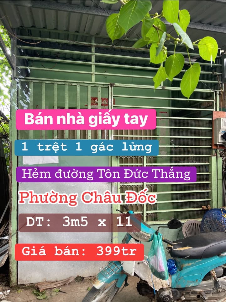 Nhà 38m² hẻm Tôn Đức Thắng, Châu Đốc - Giá 399 triệu, giấy tay