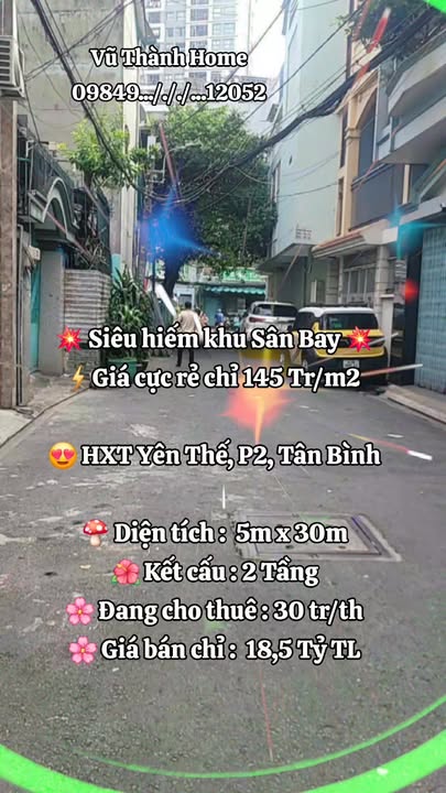 Nhà Hẻm Xe Tải Yên Thế, Tân Bình - 150m² Giá 18.5 Tỷ