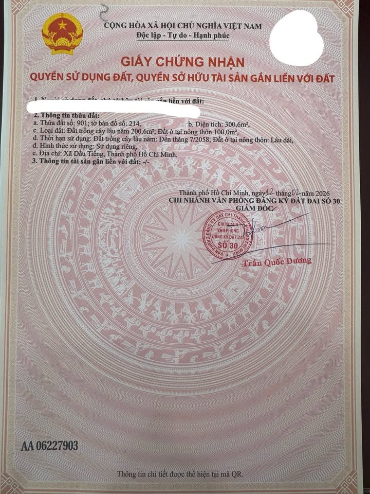 Đất nền trung tâm Dầu Tiếng 275m² - Đất thổ cư 100%!