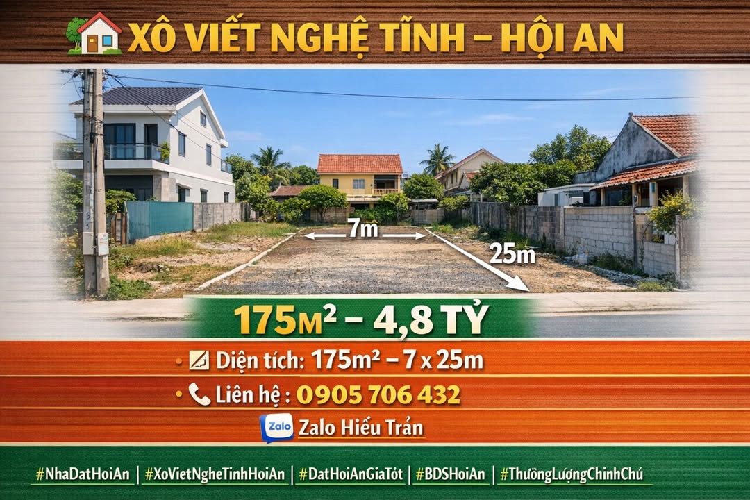 Đất nền Hội An 175m² đường Xô Viết Nghệ Tĩnh - Giá 4.8 tỷ