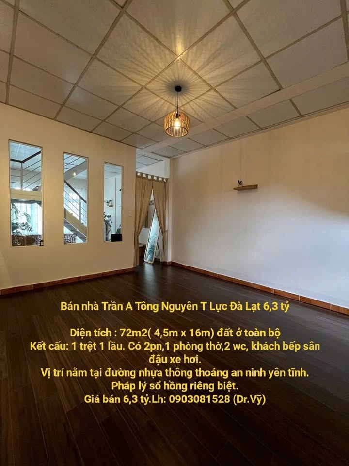Bán nhà Trần A Tông Đà Lạt 72m² giá 6.3 tỷ - Vị trí đẹp sổ hồng sẵn!