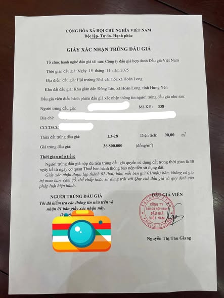 Đất nền Đông Tảo Khoái Châu 90m² giá 3.312 tỷ - Hạ tầng hoàn thiện!