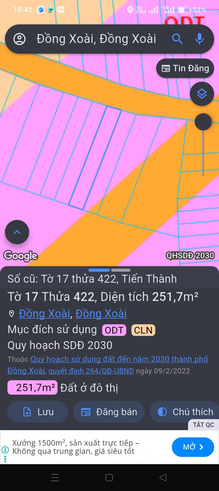 Đất Nền Bưng Trang, Đồng Xoài - 9600m² Mặt Tiền Nhựa, Giá 690 Triệu