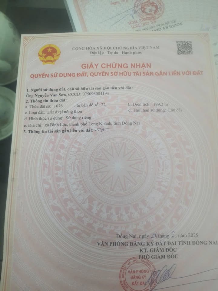Đất nền Bình Lộc Long Khánh 200m² 1.25 tỷ - Sổ đỏ chính chủ