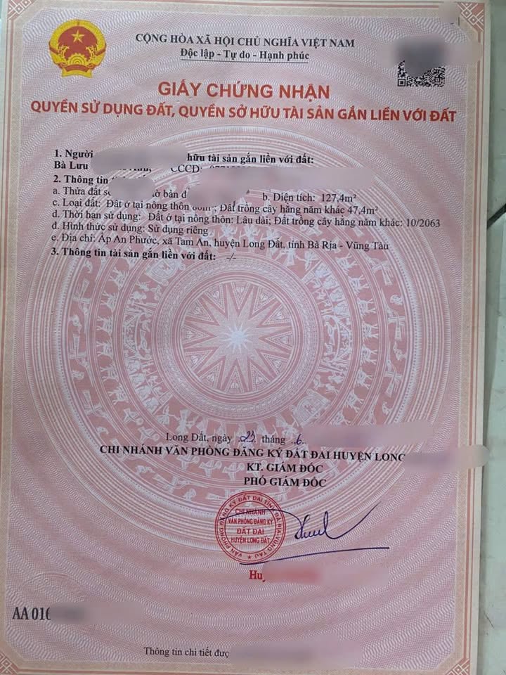 Bán nhà mặt tiền Tam An Long Đất 125m² giá 2 tỷ - Sổ hồng sẵn!