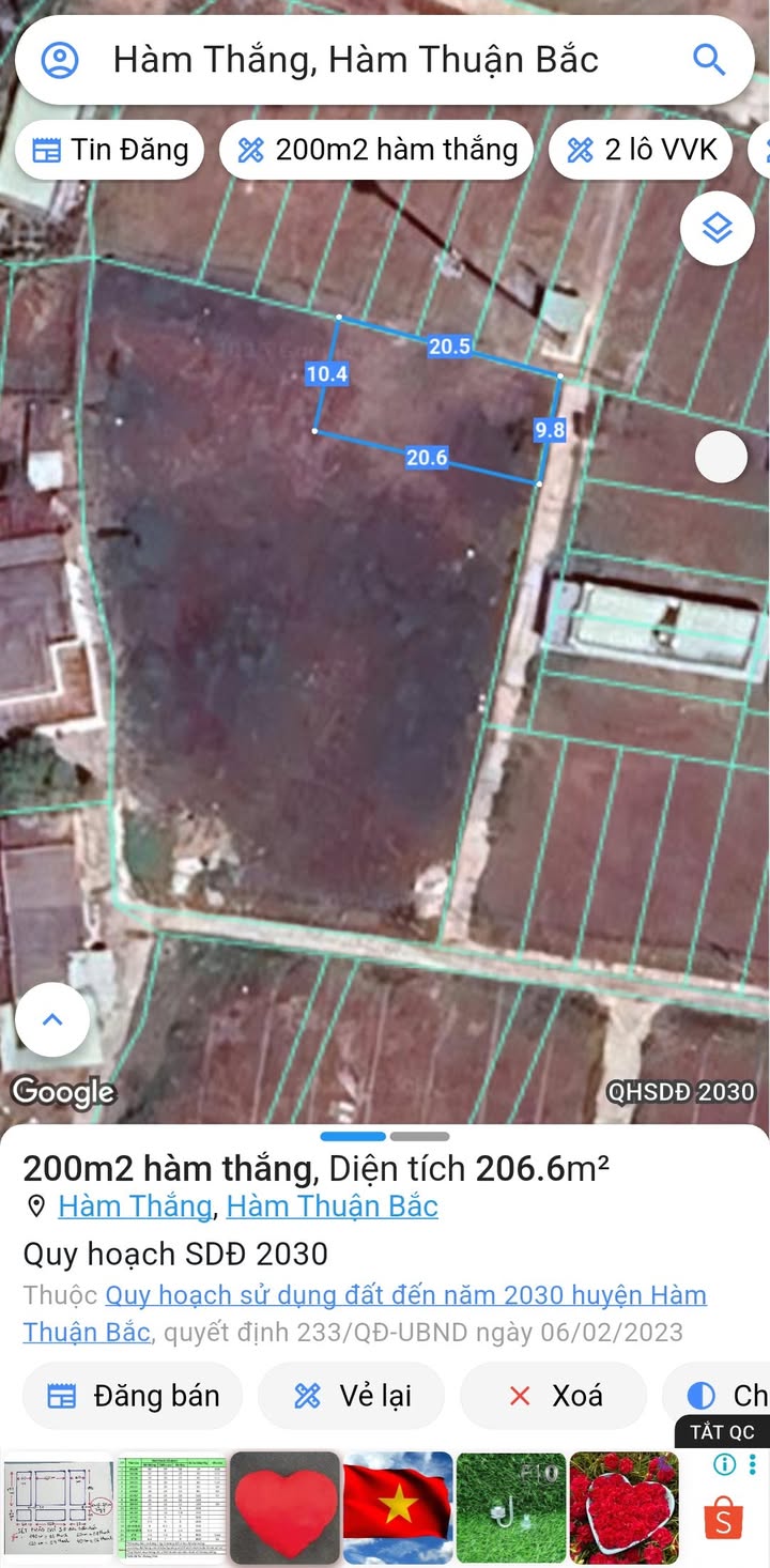 Đất nền Phường Hàm Thắng, Bắc Bình 200m² - Đất thổ cư 100%!