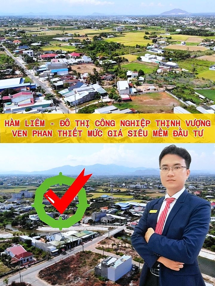 Đất nền Hàm Liêm 200m² Sổ hồng riêng - Cách Phan Thiết 2.5km